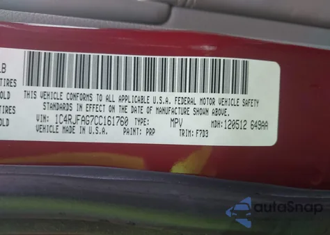 2012 Jeep Grand Cherokee Laredo z USA, uszkodzony, nr VIN 1C4RJFAG7CC161760